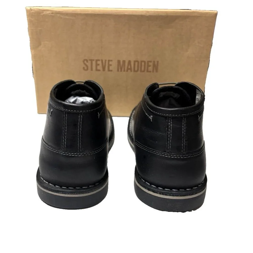 Steve Madden Harken Chukka Ankle Boots Black Leat Smooth Leather Size 9 NIB Steve Madden Boots Mens Harken Chukka Black Smooth Leather  main image 3